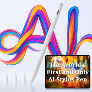 AI Stylus Pen for iPad with Built-in AI Assistant  6 Smart Functions, Custom Shortcut Keys, Tilt SensitivityiPad Pencil (2018-2024) for iPad Pro 11"/12.9", Air 3/4/5/M2/M3, Mini 5/6 Gen