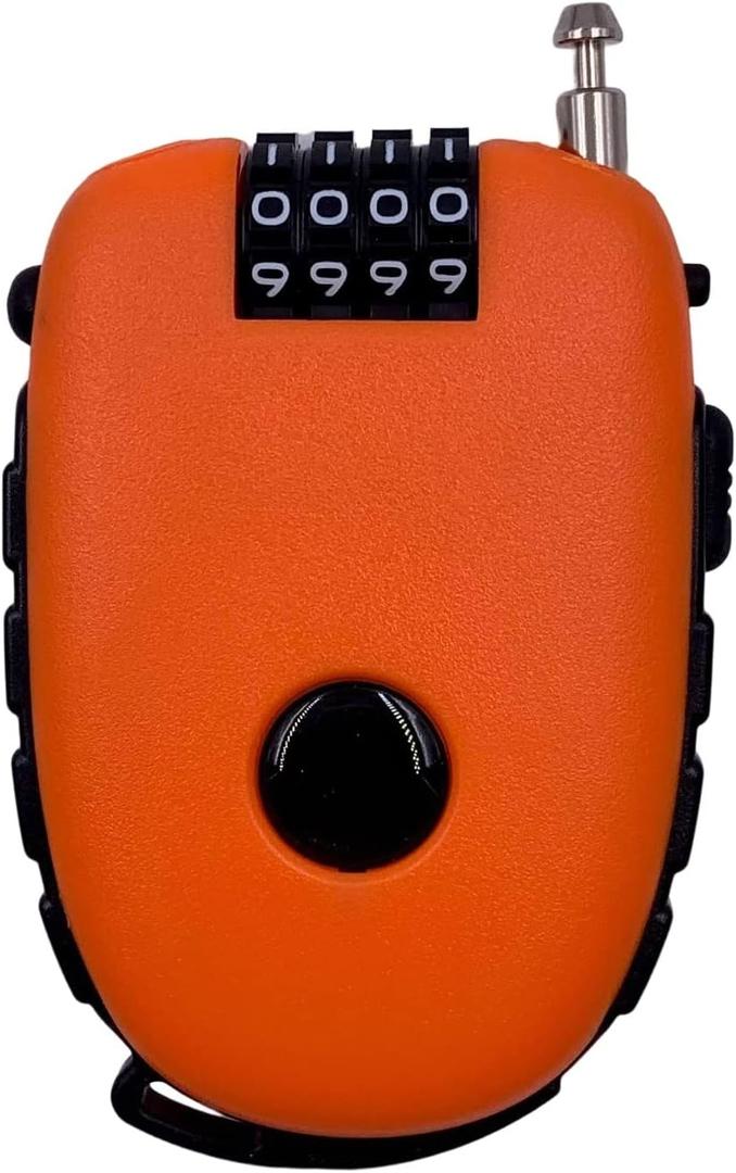 Bosvision Ultra-Secure 4-Digit Combination Lock with 3 Feet Retractable Cable for Bike, Ski, Snowboard and StrollerOrange