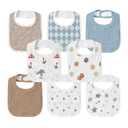 GLLQUEN BABY Muslin Drool Bibs for Boys Girls 8 Pack, Adjustable Baby Bibs for Drooling and Teething, Soft Cotton Baby Bandana Bib for Newborn Feeding Essentials (Circus)