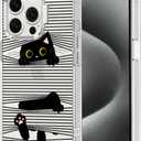 MOSNOVO Case for iPhone 15 Pro, [Buffertech 6.6ft Military-Grade Drop Protection] [Anti Peel Off Tech] Clear TPU Bumper Phone Case Cover Design - Hidden Black Cat