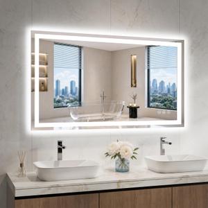 24"x48" LED Bathroom Mirror with Lights, Anti-Fog, Backlit+Frontlit
