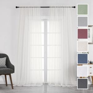 Chyhomenyc Ivory Sheer Curtains 108 Inch Long 2 Panels Set, Light Filtering Long Window Treatment Drapes for Living Room Bedroom Canopy, Each 42Wx108L inches, 9 Feet L, Set of 2, Ivory