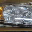 Headlight Assembly Compatible with Toyota Highlander 2001-2007, Halogen Headlamp Replacement Without Bulbs for 81130-48150 81170-48150 81130-48280 81170-48280, Chrome Housing Amber Reflector