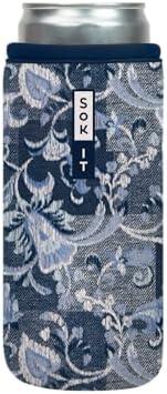 Sok It CanSok Sleeve for Beer & Soda Insulated Neoprene Cover (Paisley Patchwork, 12oz Slim Can Sleeve), Pack 4