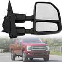 Passenger Side Tow Mirror Fits for Ford F250 F350 F450 F550 2017-2022 Support Power Glass Adjust Heated with BSM Signal Light with Turn Signal Light Puddle Light Temperature Sensor Manual Folding