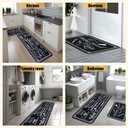 Kitchen Rug Sets of 2 Piece Non Slip Kitchen Rugs and Mats Washable Kitchen Mats for Floor Kitchen Carpet Runner Rugs Decor for Laundry Bathroom Living Room,Black Kitchen Rules 20"x 59"+20"x 32"