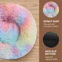 JOLLYVOGUE Calming Dog Beds Large Sized Dog, 36in Donut Washable Large Pet Bed, Anti-Slip & Anti-Anxiety Fluffy Faux Fur Round Dogs Bed, Fits up to 80 lbs Pets (Rainbow)
