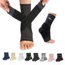 ABIRAM Ankle Compression Sleeve, Foot Sleeve (1 Pair) with strap, Ankle Brace for Sprained Foot, Ankle Support, Plantar Fasciitis Relief Socks, Achilles Tendonitis, Women & Men (Medium, Black)
