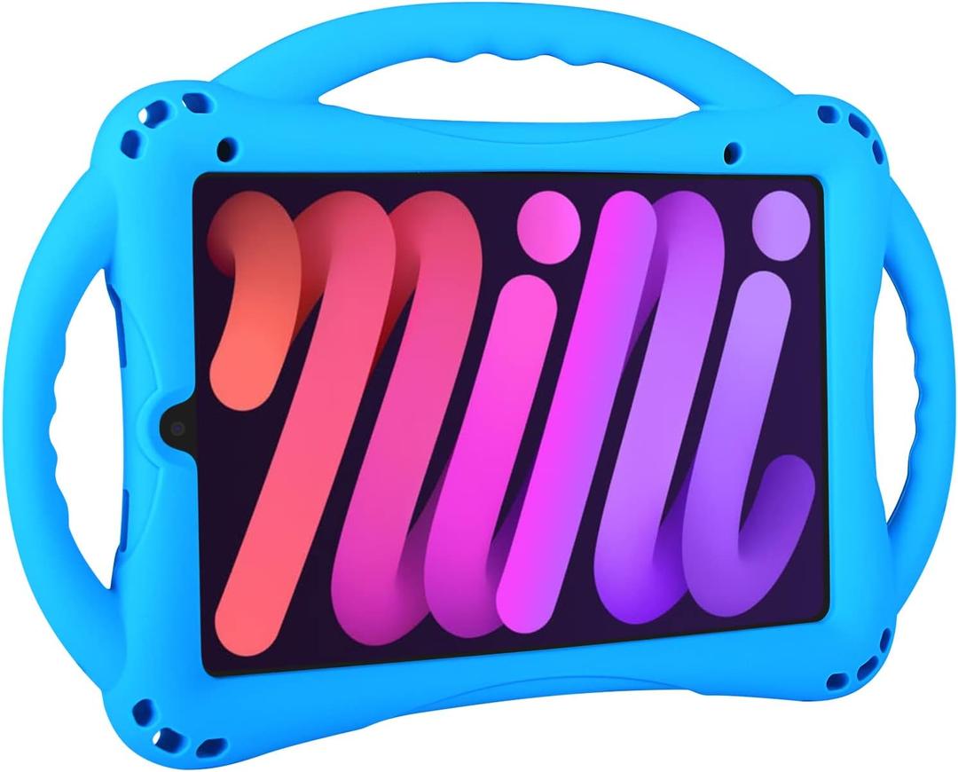 TopEsct Kids Case for iPad mini 7 (A17 Pro) 2024 /iPad Mini6 2021, Shockproof Silicone Cover with Handle Stand for 8.3" iPad mini 6th/7th Gen,Blue