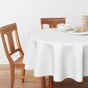Horaldaily 6 Pack White Tablecloth 7070 Inch Round, Stain and Wrinkle Resistant Washable Table Cloth, Decorative Polyester Table Cover for Party Picnic Dinner Decor