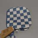 Tiny Twinkle Waterproof Travel Toiletry & Makeup Bag Organizer | Makeup Pouch with Multiple Compartments & Snap Handle for Travel | Gift for Teen Girls and Women Blue Checkers