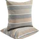 FUNHOME Waterproof Outdoor Throw Pillow Covers Set of 2, Home Decor for Garden Patio Furniture, Couch, Sofa 18 x18 Inch Decorative Pillows Cover Only, NO Insert (Gray Stripe)