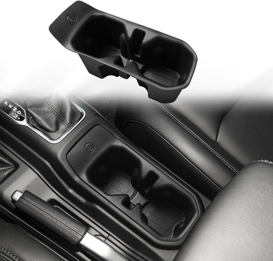Muslogy Center Console Cup Holder Inserts Compatible with 2018-2024 2025 Jeep Wrangler(JL/JLU) & Gladiator(JT) Accessories Middle Console Drink Holder TPE Organizer Non-Slip Drink Stopper