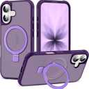Phone case Compatible with iPhone 17 Case with Invisible Magnetic O-Ring Stand Military-Grade Translucent Phone Case for iPhone 17 6.3" [Compatible with Mag-Safe][Great Grip Feeling], Purple