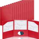 Tenceur 24 Pcs Bulk Plastic Trifold Folders with 3 Pockets, Red