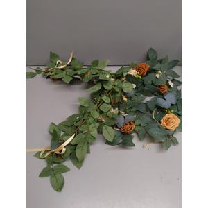 Ling's Moment 5FT Beige Brown Artificial Flower Garland Fake Rose Eucalyptus Garland Arch Flowers Vine for Wedding Party Backdrop Home Table Centerpieces Decorations
