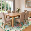 8x10 Machine Washable Area Rugs, Floral Area Rugs Faux Wool Boho with Non Slip Backing, Low Pile Flower Rug Carpet for Girls Bedroom Nursery Living Room Dining Room, Green Rug