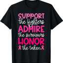 Breast Cancer Support Admire Honor Breast Cancer Awareness T-Shirt Female Large