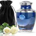 Yatskia Blue Moon Metal Urn - Memorial Urns for Adult Male & Female - Cremation Urn Human Ashes - Funeral Urns for Ashes - Cremation Urns for Burial (Large)