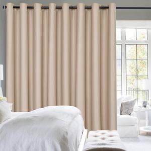 Hiasan Room Divider Blackout Curtains,Extra Wide 120 x 96 Inches Long Energy Smart&Noise Reducing Grommet Thermal Insulated Curtain Drapes for Patio Door,1 Panel Sewn with Tiebacks,Biscotti Beige
