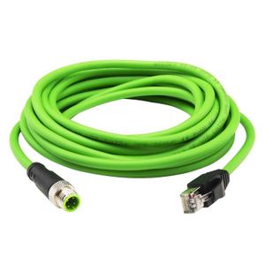 M12 to RJ45 Industrial Ethernet Cable Automation Systems Interconnect M12 4 Pin D Code Male to RJ45 Male Shielded Cable Assembly, IP67 Waterproof Cat5e SFTP 26 AWG 5M/16.5Ft