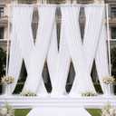 50ftx12ft White Backdrop Curtain for Parties, Thick Polyester 10 Panesl 12 ft Long Wedding Photo Backdrop Drapes Back Drop Cloth Drapery for Birthday Photography Background