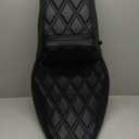 One Piece Rider Passenger Seat Driver Gel Seat Compatible with Harley Touring Street Glide Road Glide Road King Electra Glide 2008-2022 (Black Stitching&Diamond Pattern)