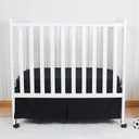 CaSaJa Mini Black Crib Skirt Pleated, Silk-Looking Soft Microfiber Baby Bed Skirt with Durable Platform for Mini and Portable Cribs 24" X 38", 12" Generous Drop Dust Ruffle, Machine Washable, Black