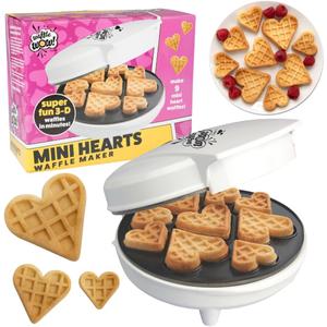 Mini Hearts Waffle Maker- Make 9 Heart Shaped Waffles or Pancakes for Breakfast Love w Electric Nonstick Iron- Unique Treat for Kids Adults- Waffler Griddle w Recipe Guide- Mother's Day Gift for Her