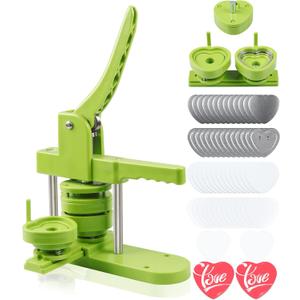 Happizza Heart-Shaped Button Maker Machine, Detachable Heart DIY Pin Button Maker Press Machine Kit, Badge Button Press Machine Pin Maker Machine with Free 100pcs Button Parts