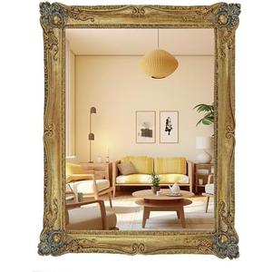WRAPACK Vintage Vanity Mirror for Wall and Desk, Gold Makeup Mirror, Baroque Living Room Decor