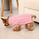 2 Pack Dog Sweaters for Small Dogs Winter Turtleneck Pullover Cable Knit Fleece Stretch Puppy Doggie Chihuahua Toy Poodle Yorkie Pomeranian Boy Girl Pet Clothes (S, Pink & Red)