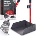 Pawler Pooper Scooper for Large Dogs, Small Dogs and Horses, Metal Poop Scooper Set with Long Handle Rake and Tray for Yard, Grass, Dirt or Gravel, Heavy Duty Aluminum Poop Picker Upper (2 Piece Set - X Large)
