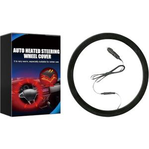 Heated Steering Wheel Cover,15" 12V Steering Wheel Warmer Heated Steering Wheel Protector Cover for Winter Universal,Suitable for Standard Size Cars, Trucks, Vans, SUV1