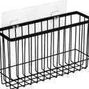 Toplife Wall Door Adhesive Kitchen Wrap Organizer Rack, No Drilling, Black (Set of 1)