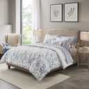 Madison Park Essentials Cozy Bed in a Bag Reversible Comforter with Complete Sheet Set - Modern Botanical Print All Season Cover, Shams, Decorative Pillow, Cal King(104"x92"), Blue 8 Piece (Cal King(104 in x 92 in), Sofia, Blue)