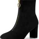 Allegra K Women's Front Zipper Chunky High Heel Ankle Boots (8)