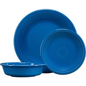 Fiesta Classic Rim 3-Piece Dinnerware Set  Durable Ceramic, Lead-Free, Dishwasher/Microwave/Oven Safe  Made in USA Dinnerware - Lapis