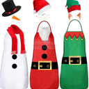 3 Set Christmas Apron and Hat Christmas Party Costume Funny Snowman Santa Claus Elf Cosplay Character Costume Kit, Kids