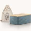 LARS NYSØM Rectangular metal Bread Box Bamboo Lid 34x18,5x13,5cm Blue