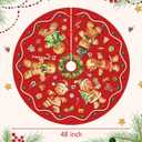 Christmas Tree Skirt 48 Inch Xmas Winter Tree Skirt Christmas Tree Skirt Collar Gingerbread Man Xmas Decorative Tree Mat Rustic Christmas Decorations for Home Office Winter Holiday Party Decor