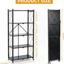 COKIHOM 5 Tier Foldable Storage Shelf with Wheels, Heavy Duty Metal Rolling Shelf Rack, No Assembly Wire Shelving Unit for Kitchen, Books, Living Room, Pantry, Garage, Office, Bedroom, Black