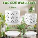 REMIAWY Orchid Pot, 2 Pack Orchid Pots with Drainage Holes and Saucer, 6 Inch and 5 Inch Large Ceramic Planter for Repotting Indoor Plants, Succulent, Decorative, Good Air Circulation, White, 6.1 Inches , 5 Inches