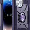 MARKILL Compatible with iPhone 14 Pro Case 6.1 Inch with Built-in Ring Stand, Military Grade Drop Protection Full Body Rugged Heavy Duty Case 3 in 1 Protective Durable Cover. (Deep Purple)