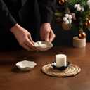 3 x Candle Holders for Pillar Candles, Tealight Candle Holder, Candle Stand, Ceramic Candle Plate Tray, Candle Holder Decor for Dinning, Party, Wedding, Birthday, Anniversary Decorations, 1pack (Camel)