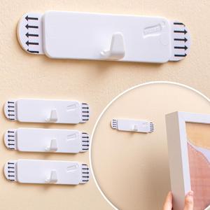 TAILI Picture Hangers 4 Pack, Adhesive Hanging Hooks Without Nails, No Damage Sawtooth Hangers, Art Hanger for Bathroom Kitchen Home Door Closet, Inclue 2 Extra Strips