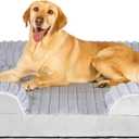 Orthopedic Dog Bed for Large Medium Sized, Washable Memory Foam Large Dog Bed Premium Soft Corduroy Fleece, Durable Medium Pet Sofa with Removable Cover, Washable Waterproof Pet Couch Beds (Grey, XL)