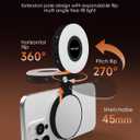 CloudValley Magnetic Selfie Light with Mirror, 3-in-1 Portable LED Ring Light for iPhone & Android, Rechargeable Foldable Holder, Adjustable Brightness & Color, Perfect for Video, Photo & Makeup