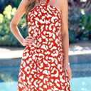 PRETTYGARDEN Womens 2026 Summer Halter Mini Dress Sleeveless Boho Floral Short Sundress Casual Flowy Beach Dresses (Red, M)
