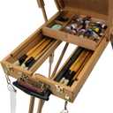 Creative Mark Monet Wooden French Walnut Color Easel & Sketchbox- Portable Lightweight Art Easel with Storage for Adults - Ideal for Drawing, Painting - Includes Palette, Supports Canvas up to 32", Travel